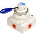 Bimba Mfg Co Bimba-Mead Hand Lever Valve M4HV410-15-S, 4 Port, 2 Pos, 1/2" NPT, Panel Installation M4HV410-15-S